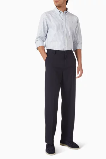 قميص أكسفورد كونراد مخطط قطن مطاطي