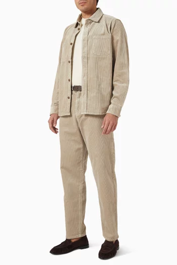 قميص كودي بنمط جاكيت قماش قطني مخملي مضلع