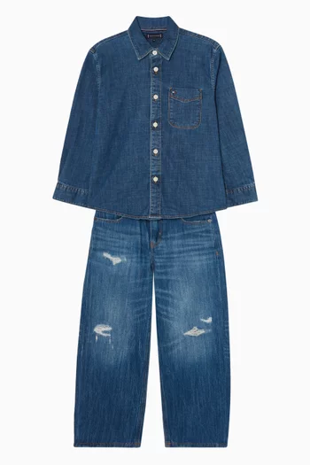 Distressed Loose-fit Jeans in Denim