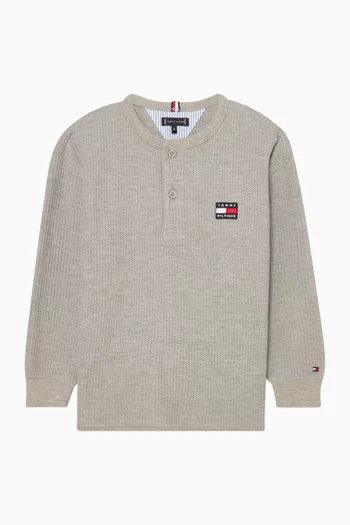 تي شيرت هنلي بنسيج متشابك 