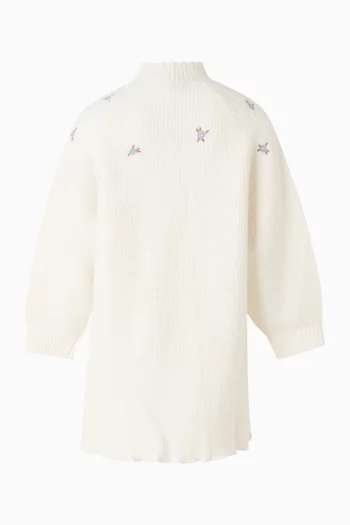 فستان بنمط سترة بتطريز زهور منسوج