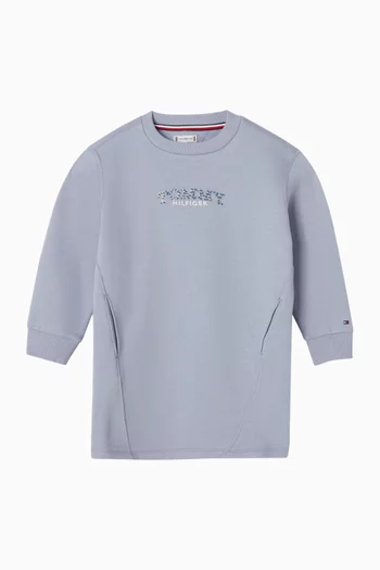 فستان بنمط سويت شيرت بطبعة شعار الماركة