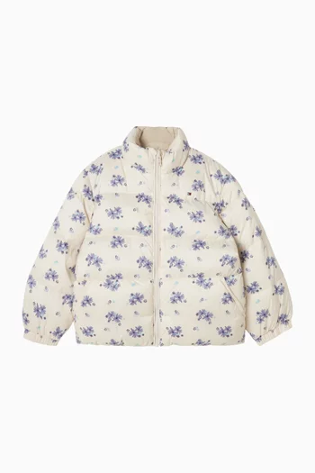All-over Print Reversible Puffer Jacket