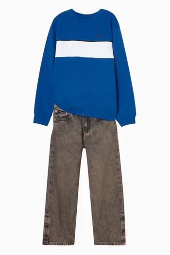 Panel Colour-block Logo Sweatshirt in Cotton