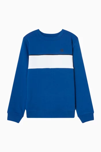 Panel Colour-block Logo Sweatshirt in Cotton