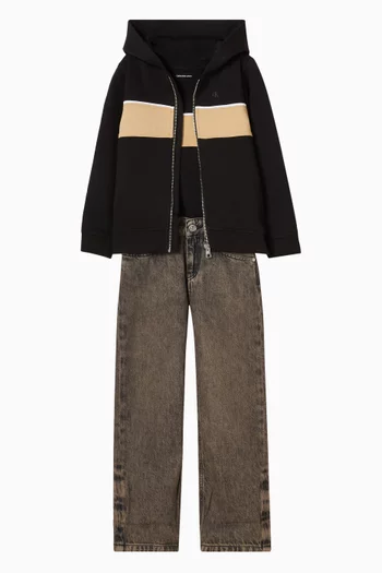 Panel Colour-Block Logo Sweatshirt in Cotton