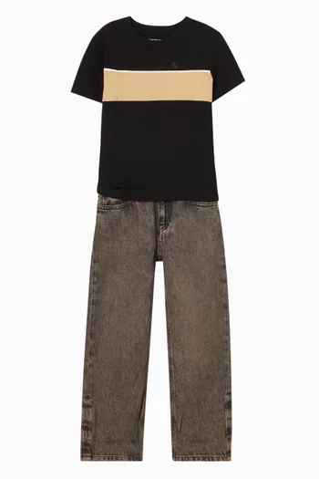 Colour-block T-shirt in Cotton