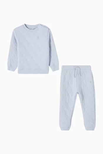 طقم بدلة رياضية مبطنة بشعار الماركة قطن