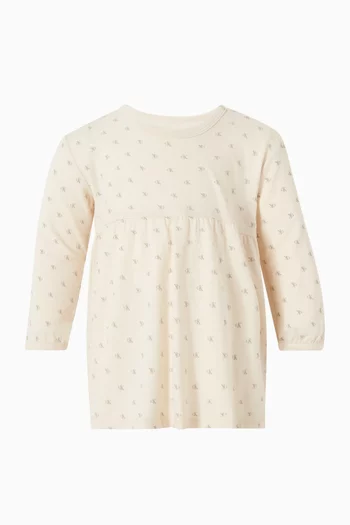 فستان بنقشة شعار CK وسروال تحتي قطن