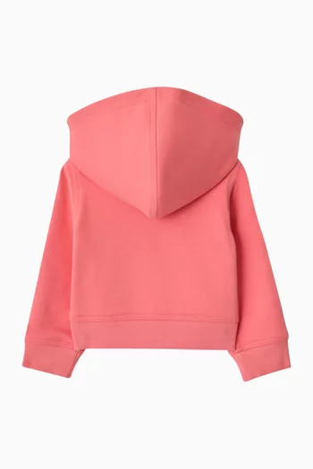 كنزة بغطاء رأس وسحّاب وشريط بنقشة مربعات