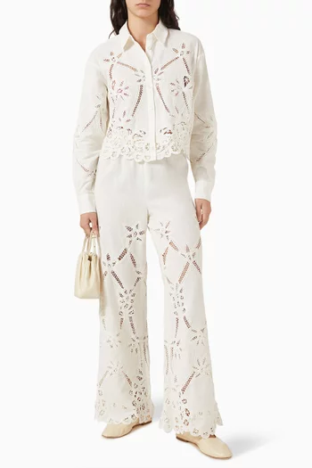 Aderes Embroidered Shirt in Cotton-linen