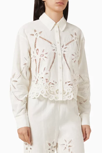Aderes Embroidered Shirt in Cotton-linen