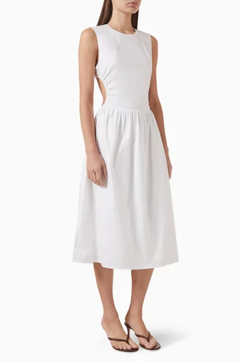 Sabine Midi Dress in Stretch Cotton-poplin