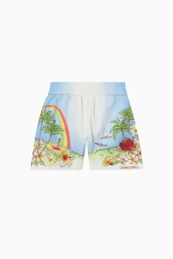 Aloha Printed Shorts in Cotton