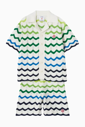 شورت منسوج بنقشة مموجة 