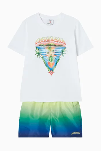 تي شيرت بنقشة مثلثات قطن