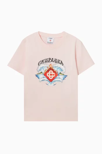 Waves-print T-shirt in Cotton