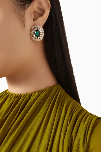 Crystal Stud Earrings in Gold-plated Brass