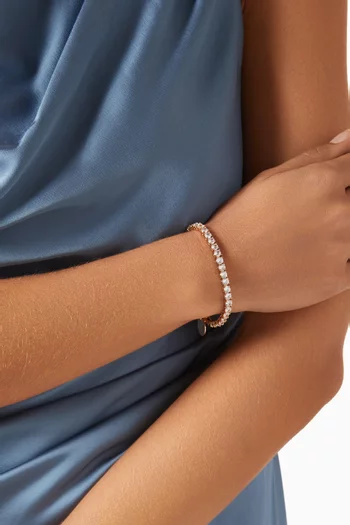 سوار التنس مزين بالكريستال نحاس مطلي بلون ذهبي