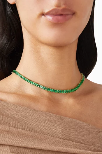 قلادة بتصميم سلسلة مرصعة بالكريستال نحاس مطلي بلون ذهبي