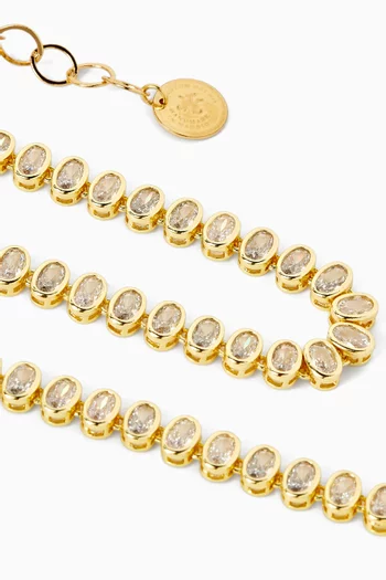 Crystal Chain Necklace in Gold-plated Brass