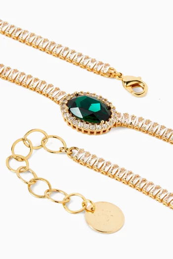 Crystal Pendant Necklace in Gold-plated Brass