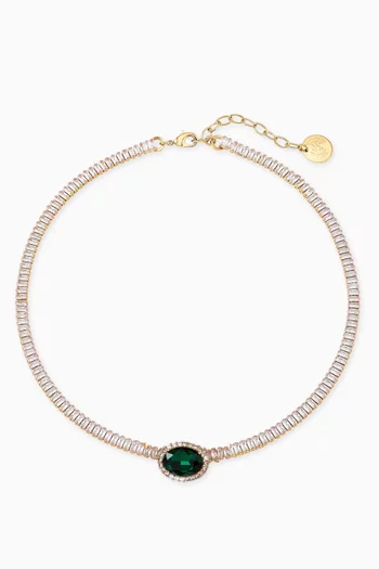 Crystal Pendant Necklace in Gold-plated Brass