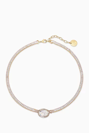 Crystal Pendant Necklace in Gold-plated Brass