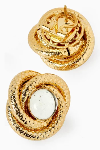 Omega Knot Crystal Earrings in Gold-plated Brass