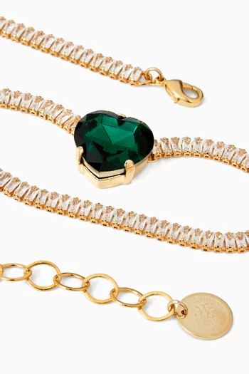 Heart Crystal Pendant Necklace in Gold-plated Brass