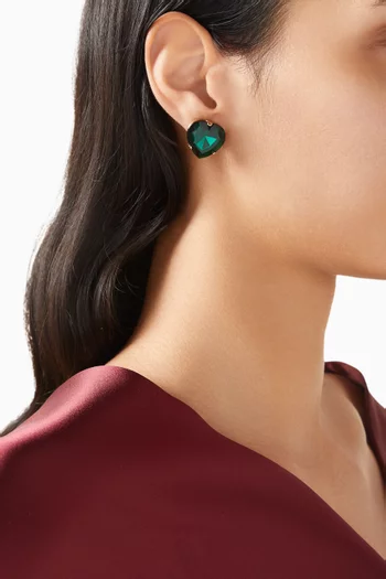 أقراط بتصميم قلب مرصعة بالكريستال نحاس مطلي بالذهب