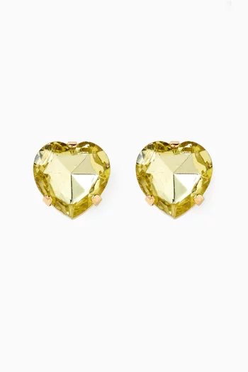 Heart Crystal Stud Earrings in Gold-plated Brass