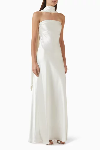 Lilia Scarf Gown in Satin