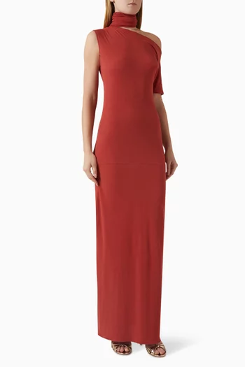 Sicily Asymmetric Scarf Dress in Cotton