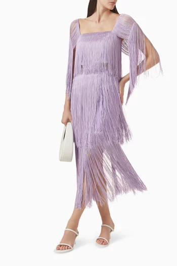 تنورة سول متوسطة الطول بشرّابات