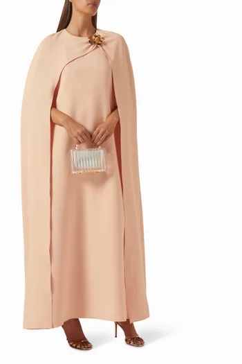 Floral-brooch Cape Dress