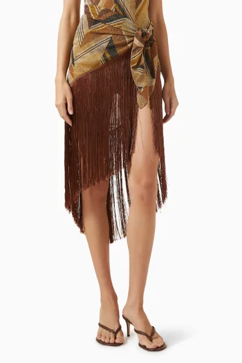 Pazton Chevron Fringed Pareo in Lurex