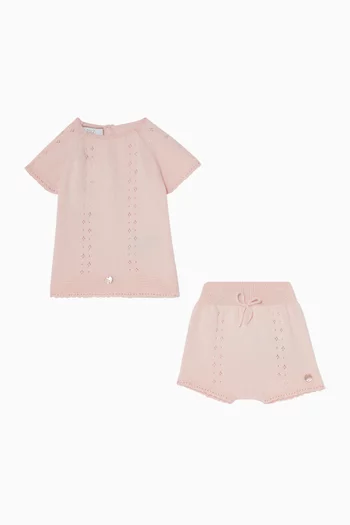 طقم سترة وشورت منسوج