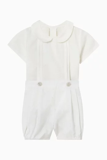 طقم قميص وشورت بحمالات قطن