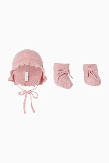 Mimosa Bonnet & Booties Gift Set in Cotton