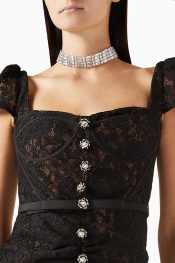 Crystal-embellished Choker in Silver-plated Brass
