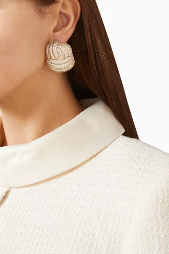 Knot Crystal Earrings in Gold-plated Brass