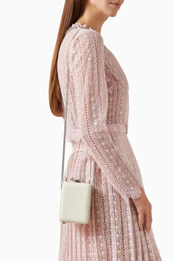 حقيبة مايكرو بيد علوية جلد بنقشة جلد التمساح