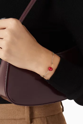 سوار بحلية كرز مرصع بكريستال وقفل منزلق نحاس مطلي