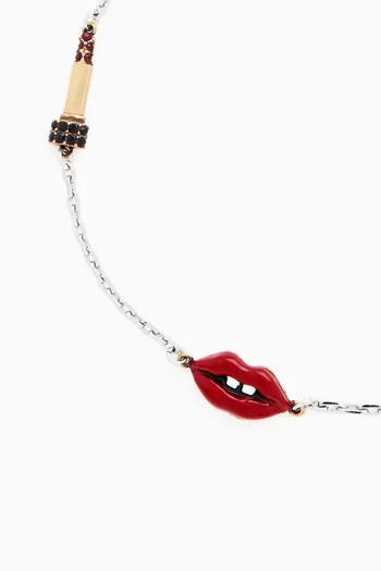 سوار بحلية على شكل شفاه وقفل منزلق نحاس مطلي