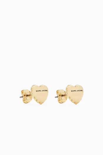 أقراط بتصميم قلب صغير منفوخ نحاس مطلي