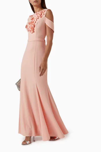 3D Floral-applique Gown