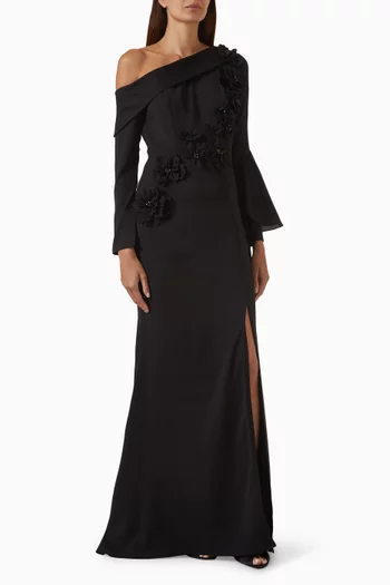 Embellished One-shoulder Gown