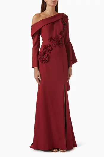 Embellished One-shoulder Gown