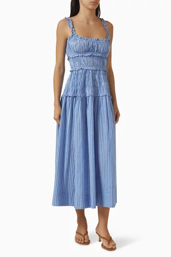 فستان ماريان متوسط الطول بنقشة مخططة